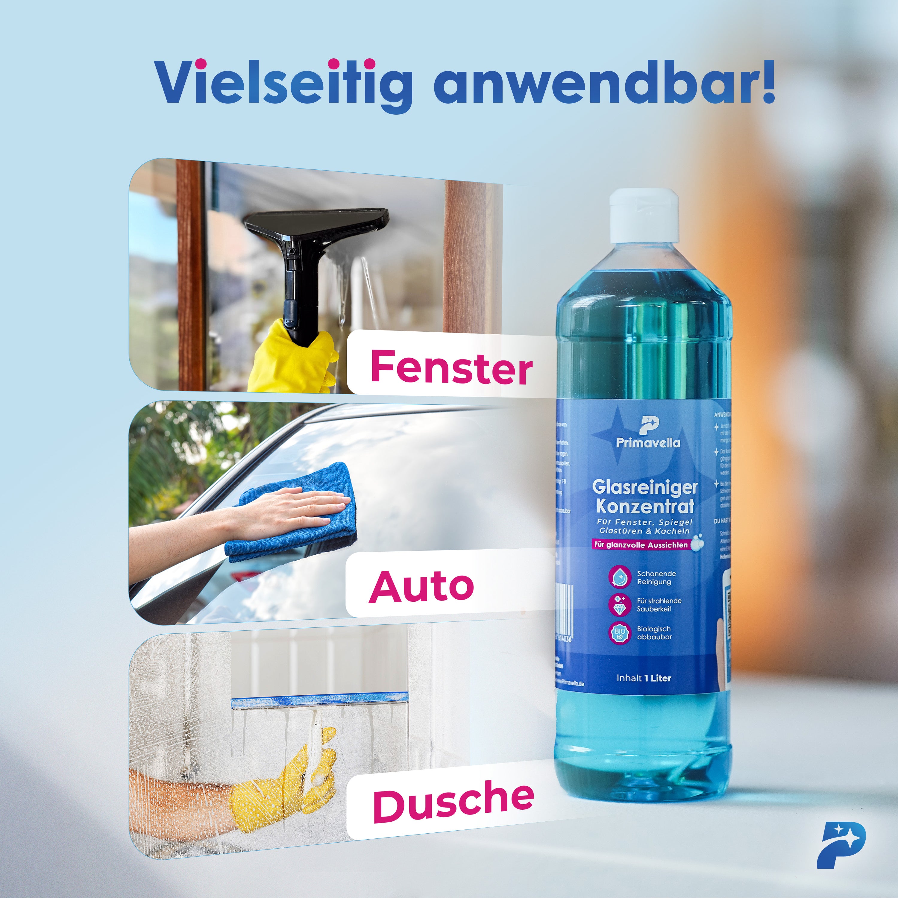 Glasreiniger Konzentrat 1L - Schaumarm (Für Percy)